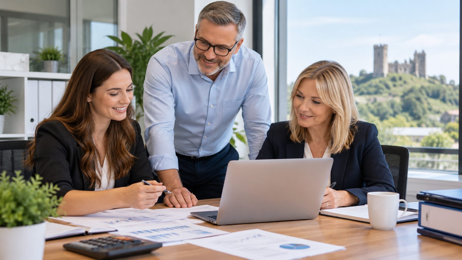 Castle Point Accountancy team working together in a modern office
